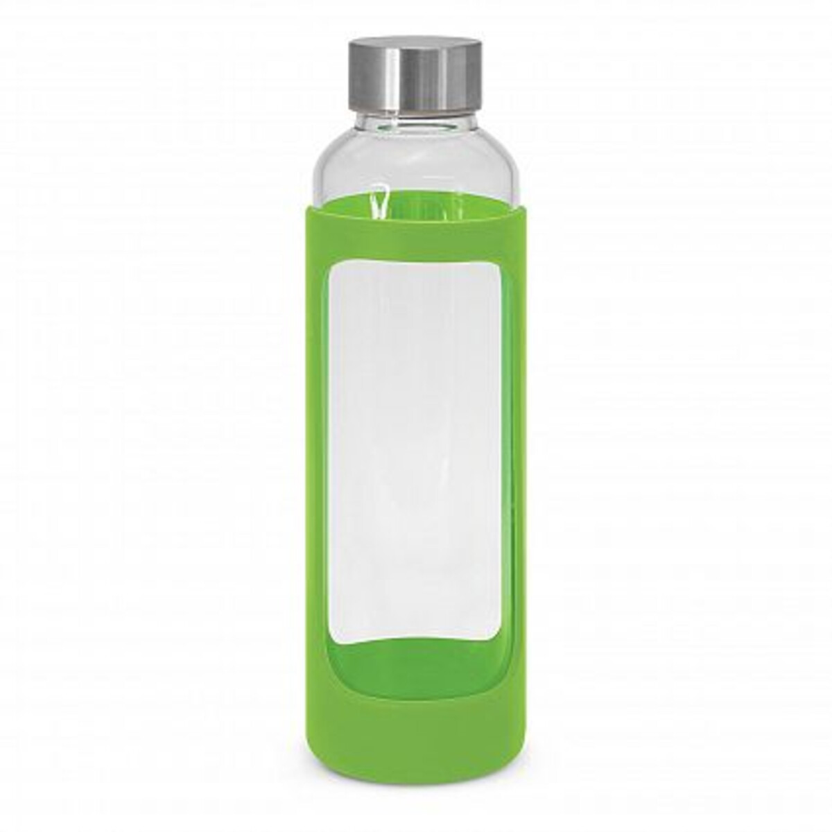Premium Glass 600ml Water Bottle with silicone case Front 1 Colour Print Only