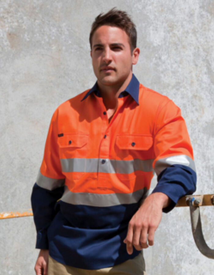JB's Wear Hi Vis Taped L/S Cotton Mens Shirt Thumbnail